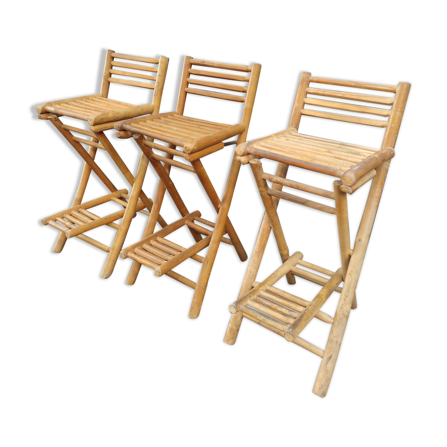 Trio of bamboo bar chairs