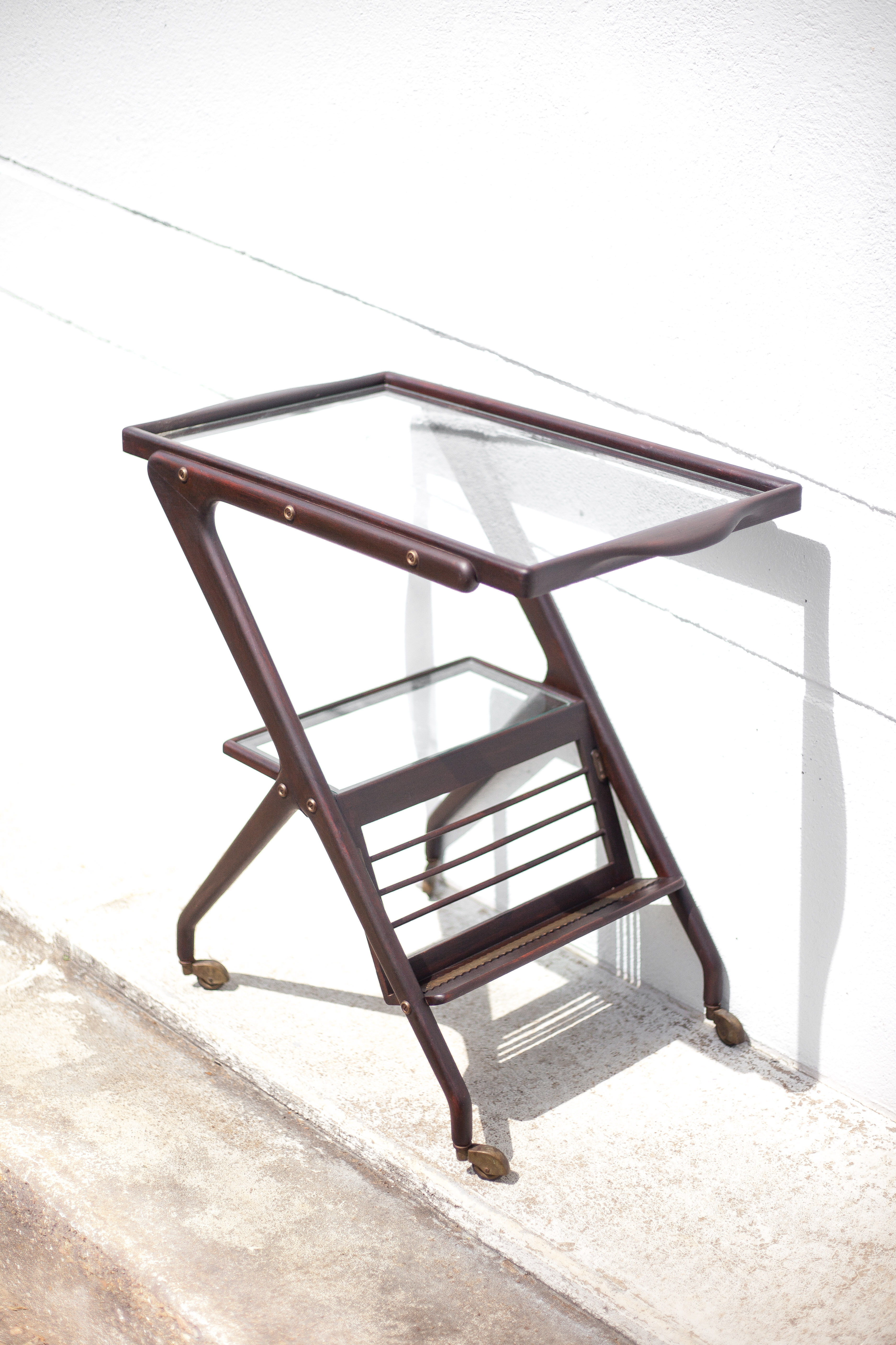 Serving rolling trolley, wood service, 50's