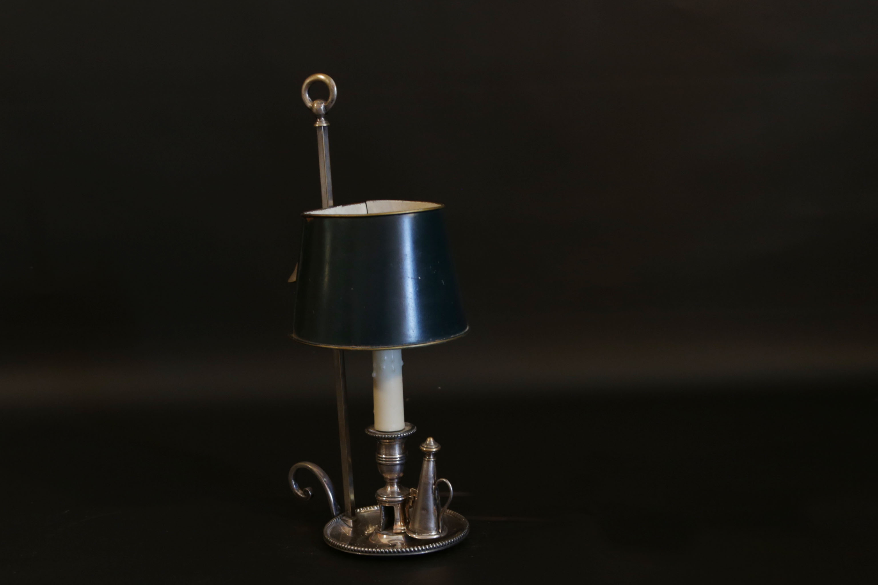 Lampe bouillotte bronze argenté tôle XIXème siècle