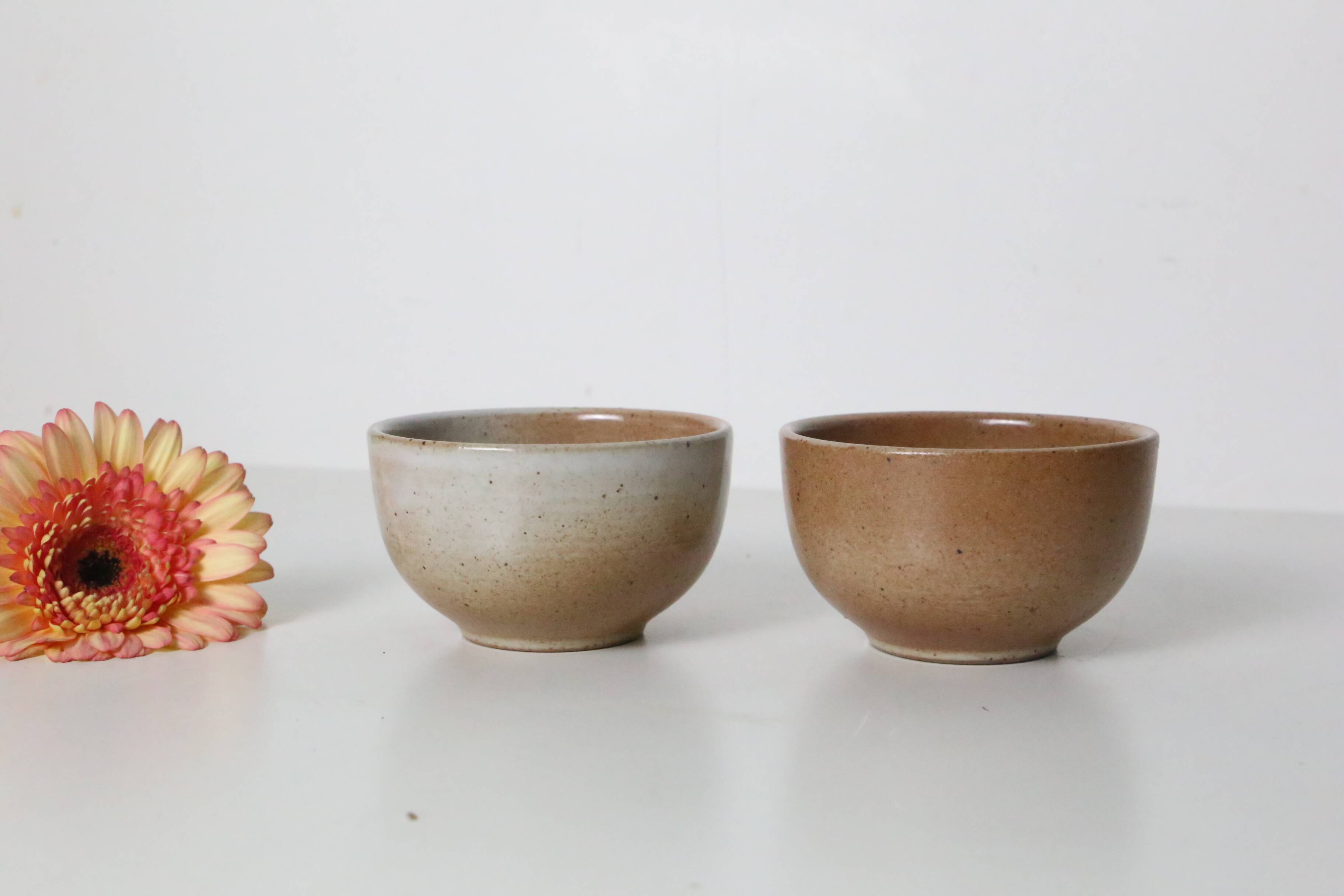 Set of 2 stoneware cups, Grès du Marais, vintage, 1980
