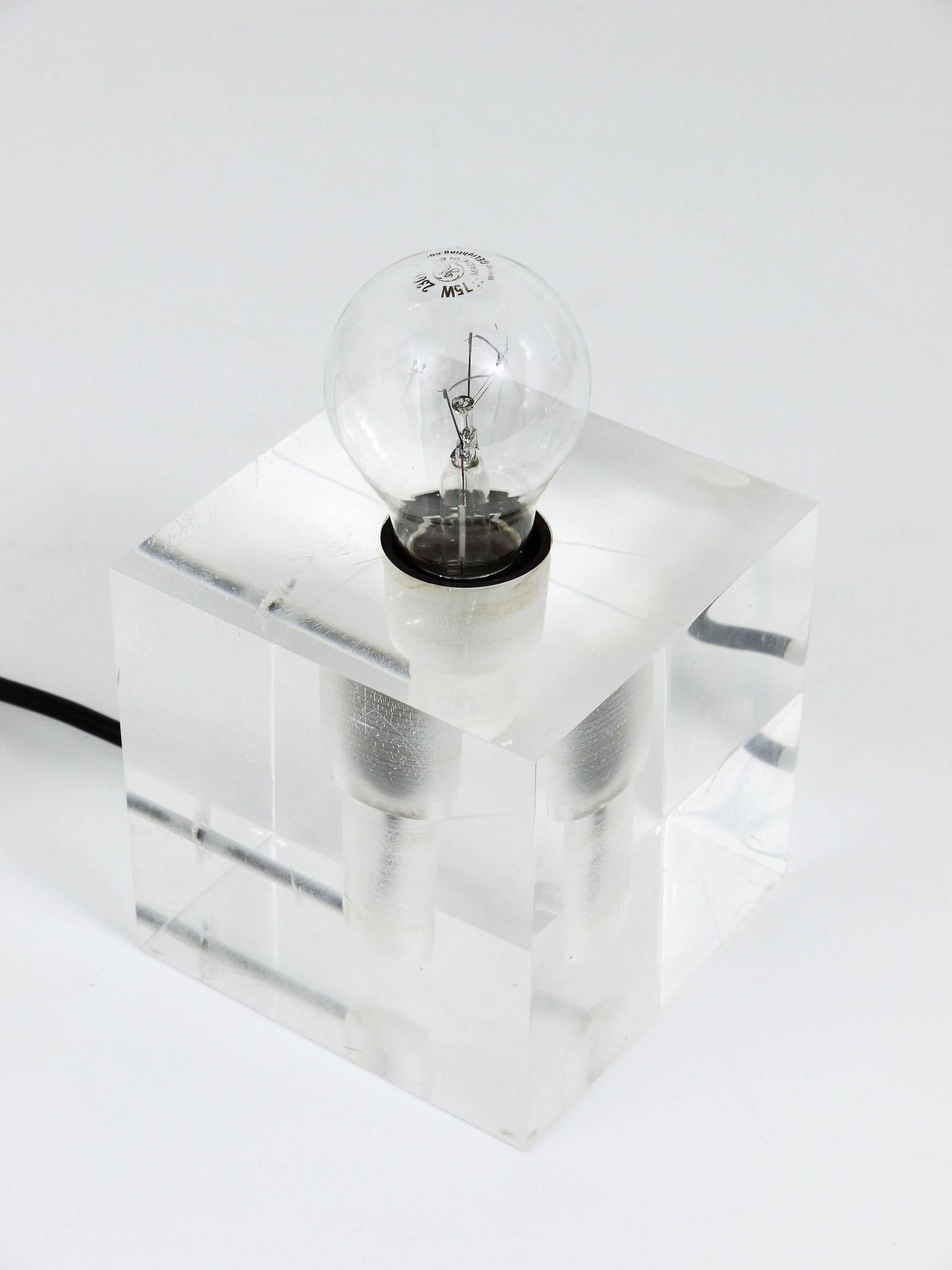 Cubic table or postmodern accent lamp in lucite, Italy, 1970s