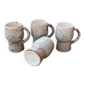 Set of 4 speckled stoneware cups/mugs by Claude Paci, Val.