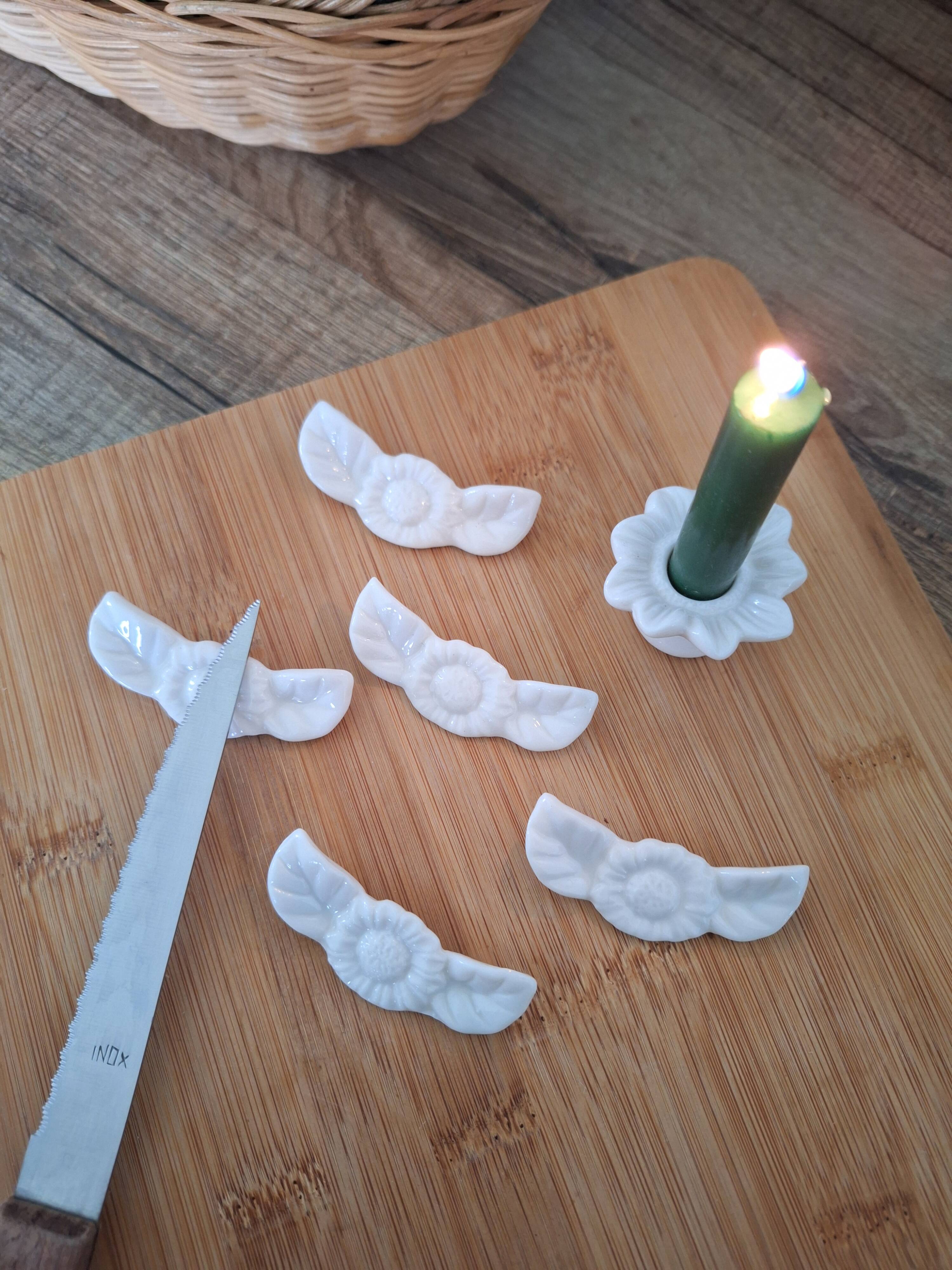 Porte couteau blanc en porcelaine