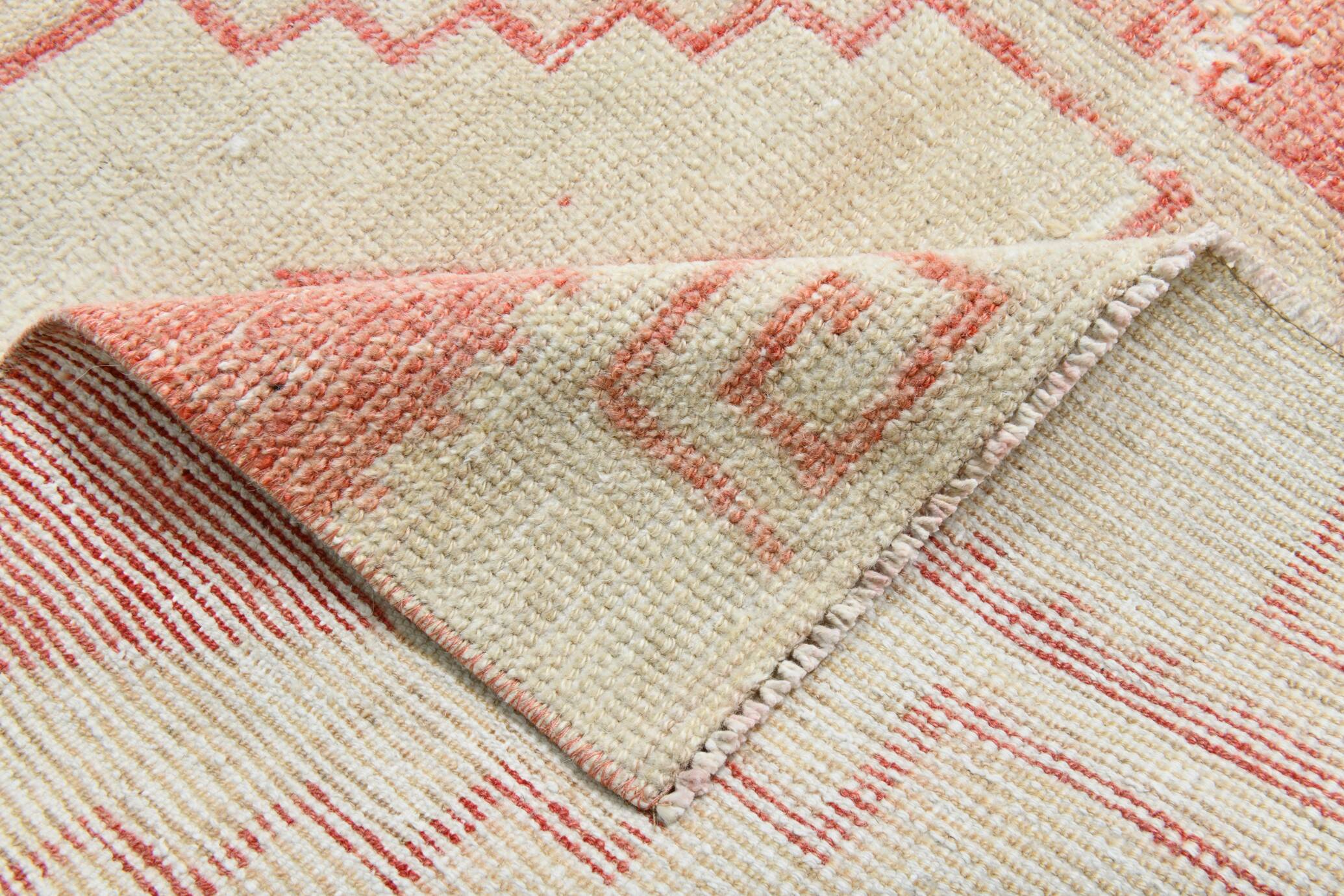 Turkish Classic Red & Cream Vintage Runner Rug, 77x379Cm