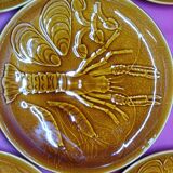 5 shellfish plates in earthenware Segovia slip
