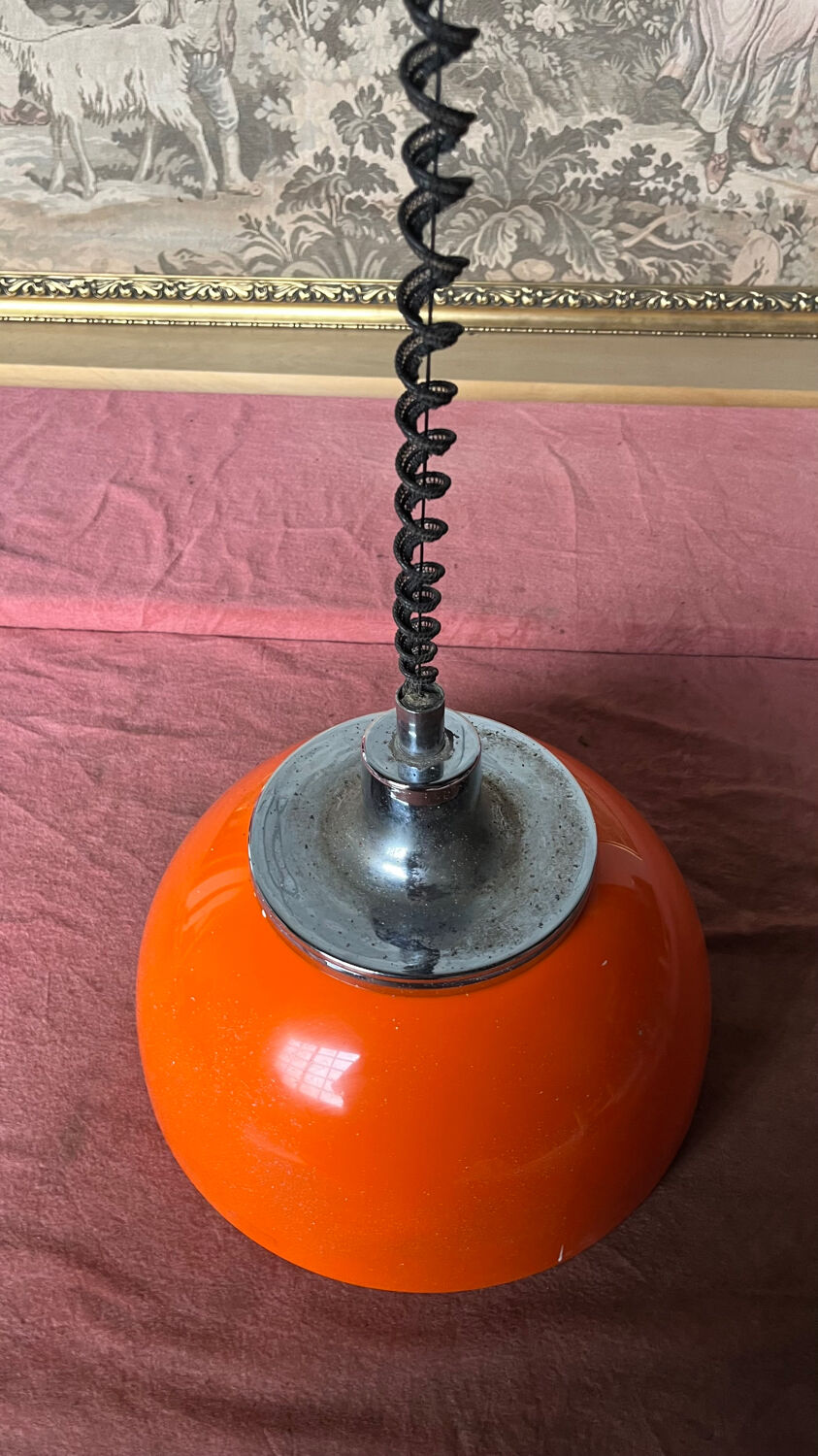 Orange globe pendant lamp 80s