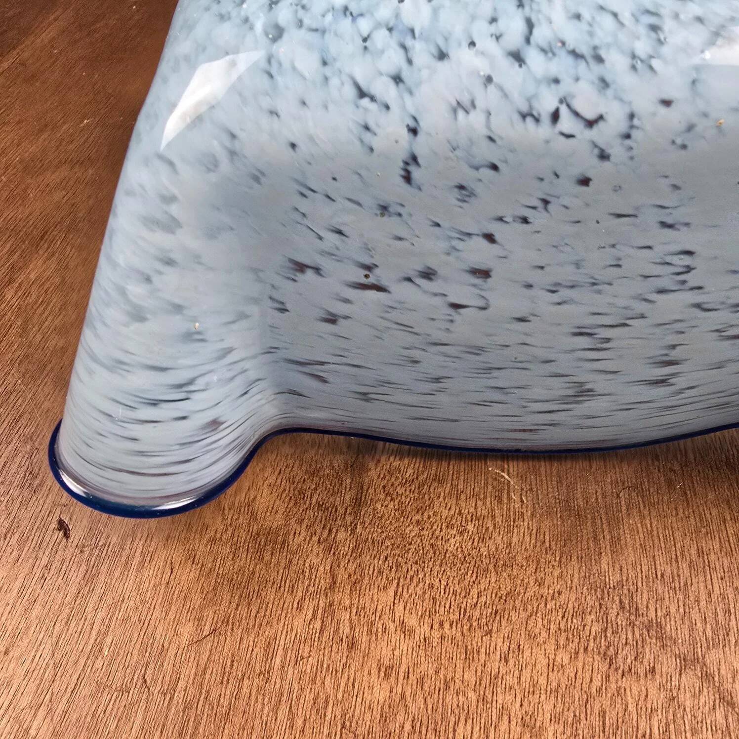 Antique blue speckled glass suspension in the style of Clichy – Draped shape