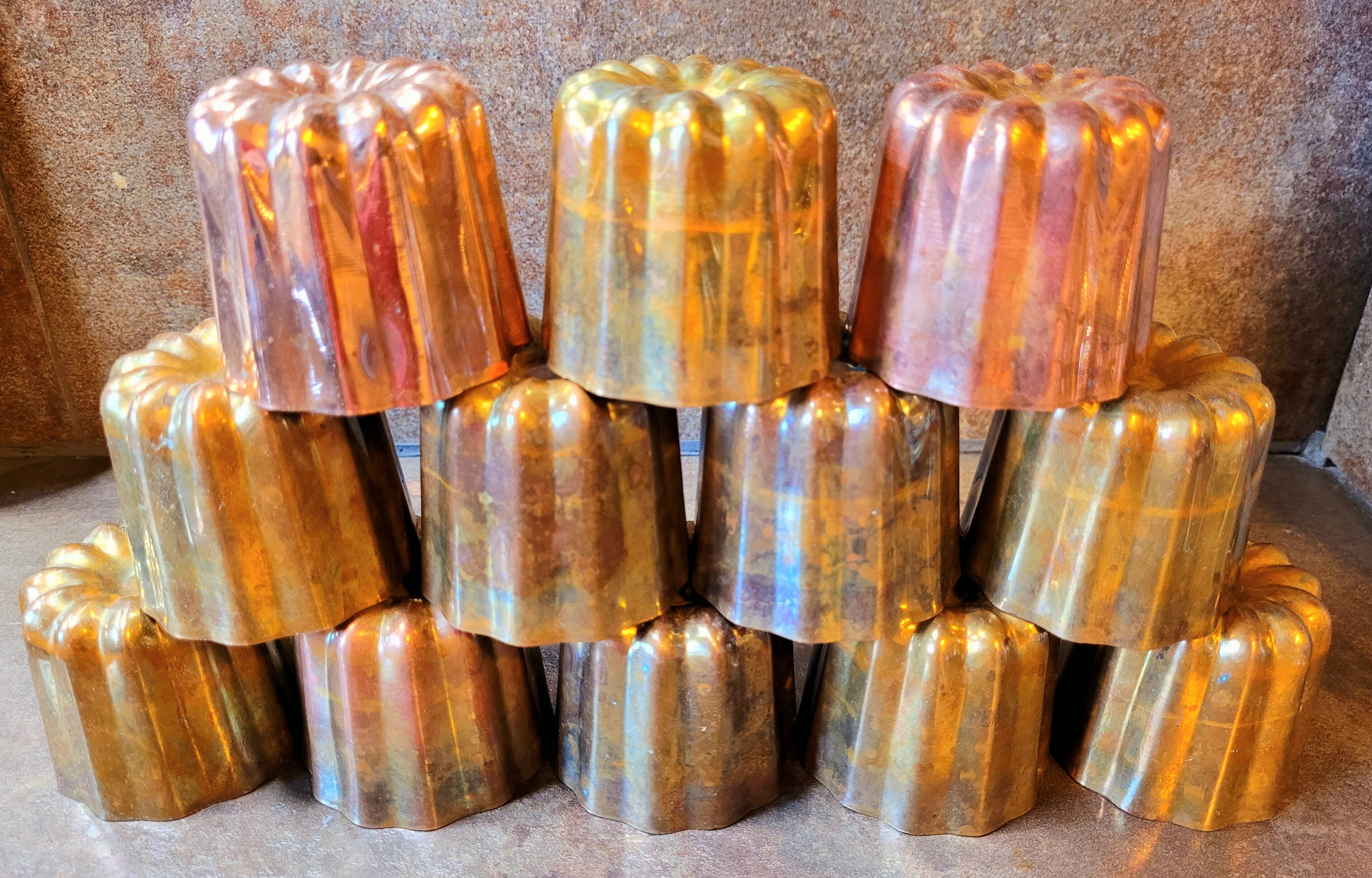 12 old vintage copper fluted molds