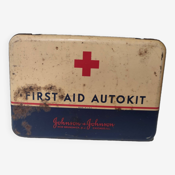 Boîte à pharmacie en métal, années 50 USA