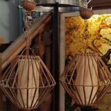Pair of rattan suspensions 1960s-1970s