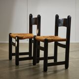 Chaise rustique en osier avec cadre en bois massif, 2 pièces