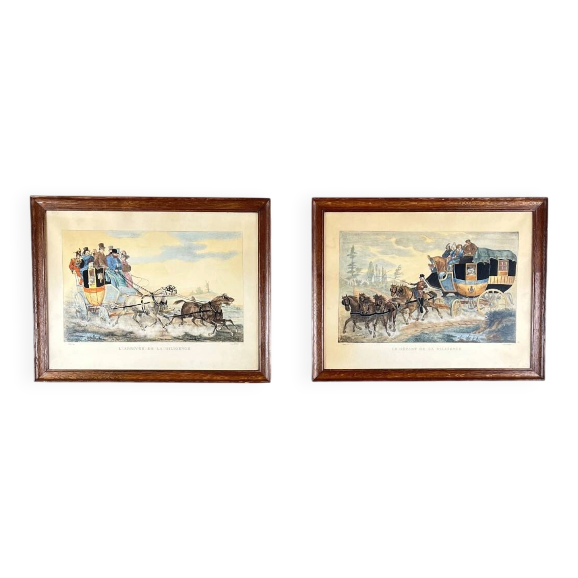 Paire de gravures d’après Horace Vernet, Scènes de diligences, XIXe Siècle