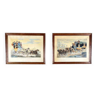 Pair of engravings after Horace Vernet, Scenes of Stagecoaches, 19th Century