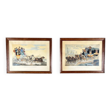 Pair of engravings after Horace Vernet, Scenes of Stagecoaches, 19th Century