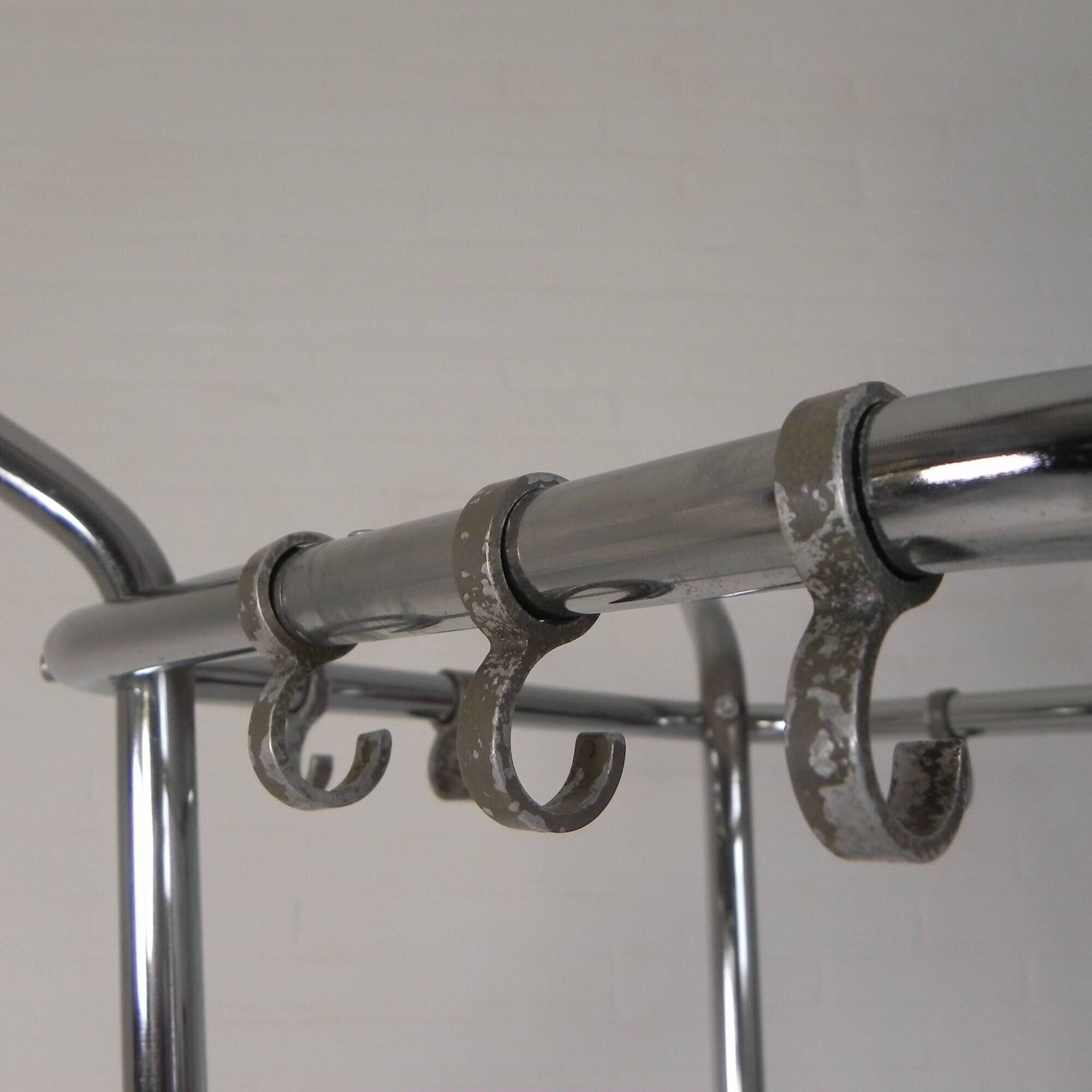 Freestanding Tubax coat rack with 4 tubes and 12 hooks, 1950s