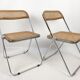 2 Plia folding chairs with woven wicker Giancarlo Piretti for Castelli, 1967