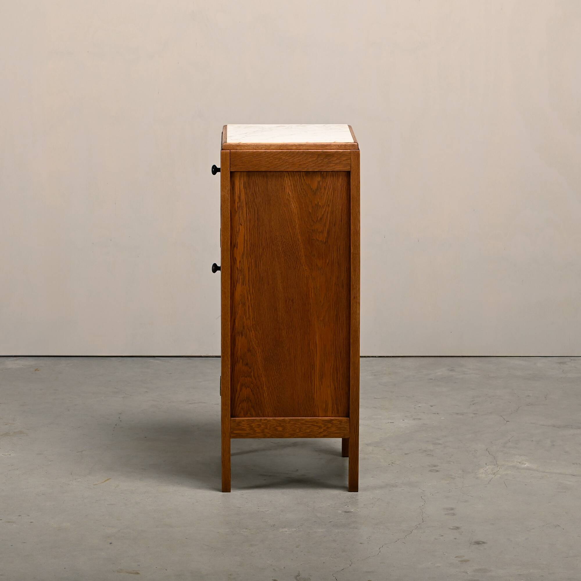 Art Deco Nightstand or Bedside table Oak and Marble, Dutch, 1930s