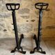 Pair of 18th century wrought iron andirons, log-carrying andirons