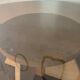 Vintage coffee table in travertine and smoked glass 70s