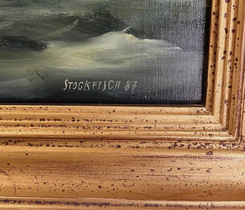 Oil on canvas marine — signed Stockfisch 87