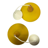 Duo of yellow glass pendant lamps