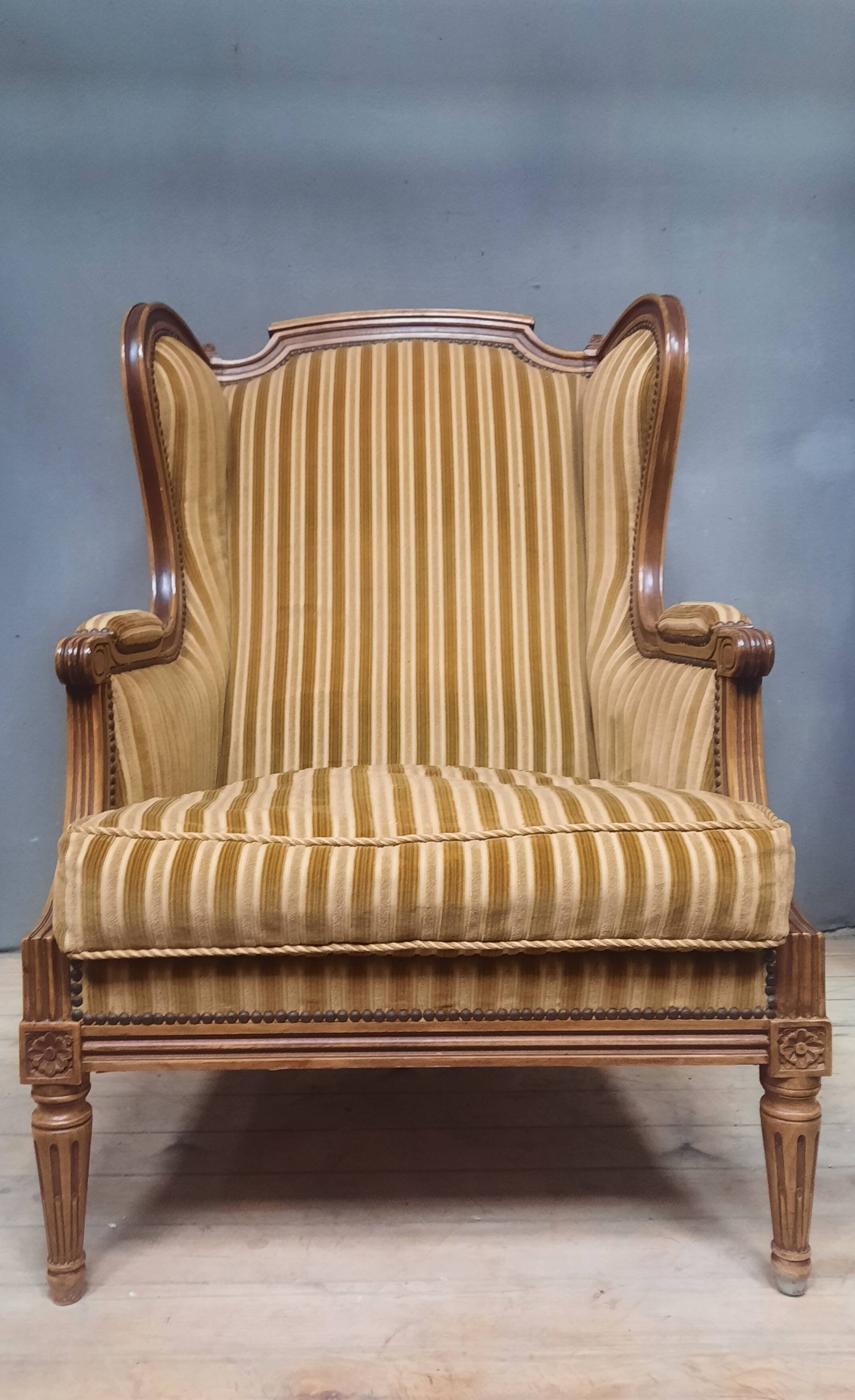 Large Louis XVI style wing chair