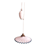 Adjustable "rise and fall" suspension, opaline and porcelain rise and fall