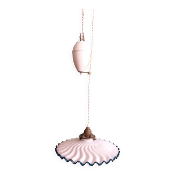 Suspension réglable "monte et baisse", rise and fall opaline et porcelaine