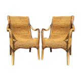 Pair of Vivai del Sud rattan wicker bamboo chairs