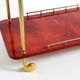 Superbe grand chariot de service en peau de chèvre rouge Aldo Tura des années 1960 | Fabriqué en Italie