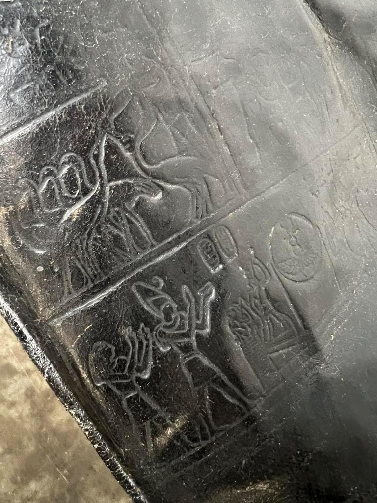 Pouf en bois vintage / banc de chameau / repose-pieds