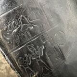 Pouf en bois vintage / banc de chameau / repose-pieds