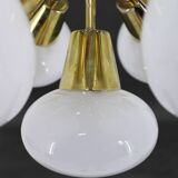 1970s Brass 9-Flamming Chandelier by Sputnik , Czechoslovakia