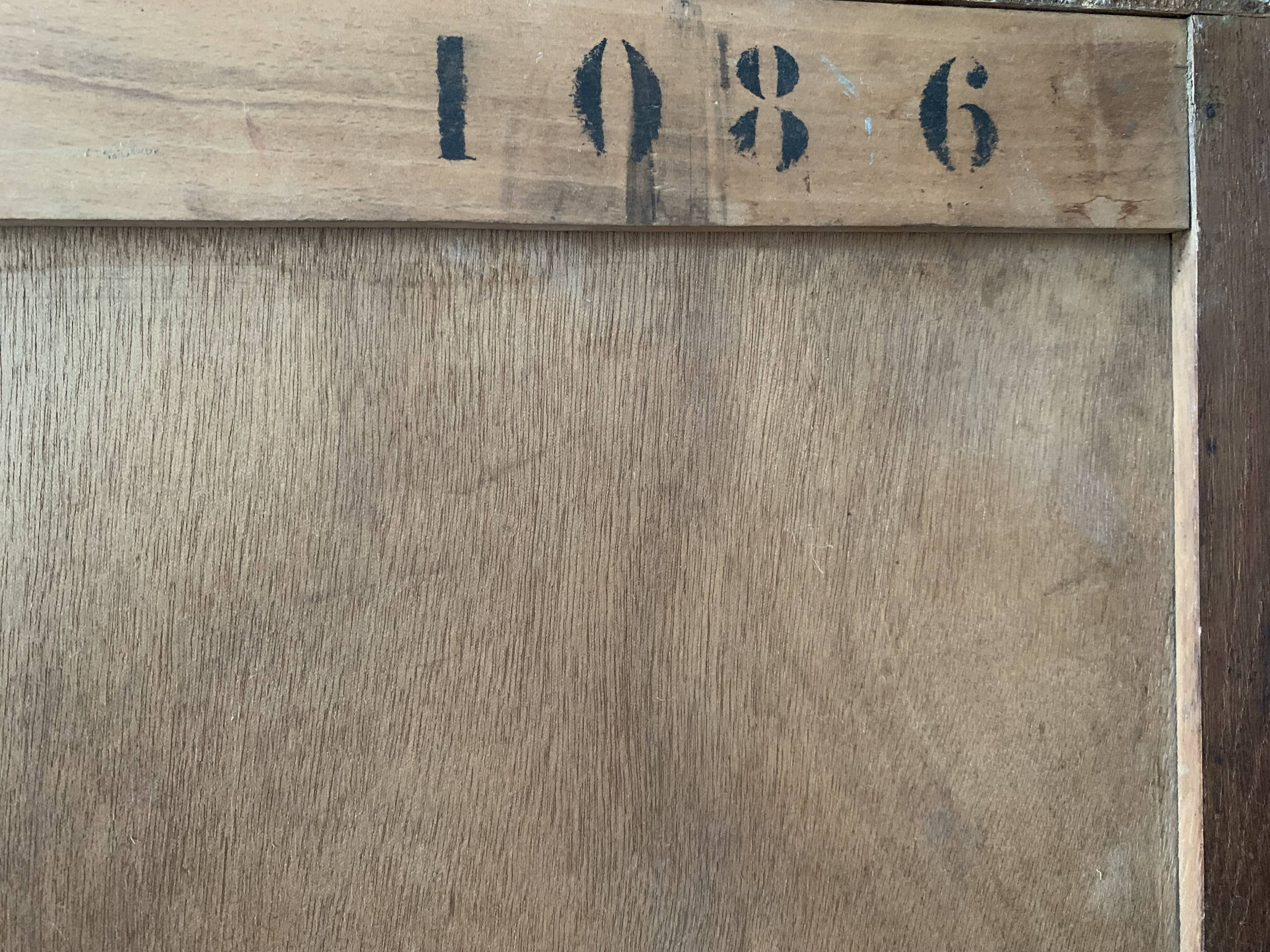 Parisian art deco glass cabinet in raw wood