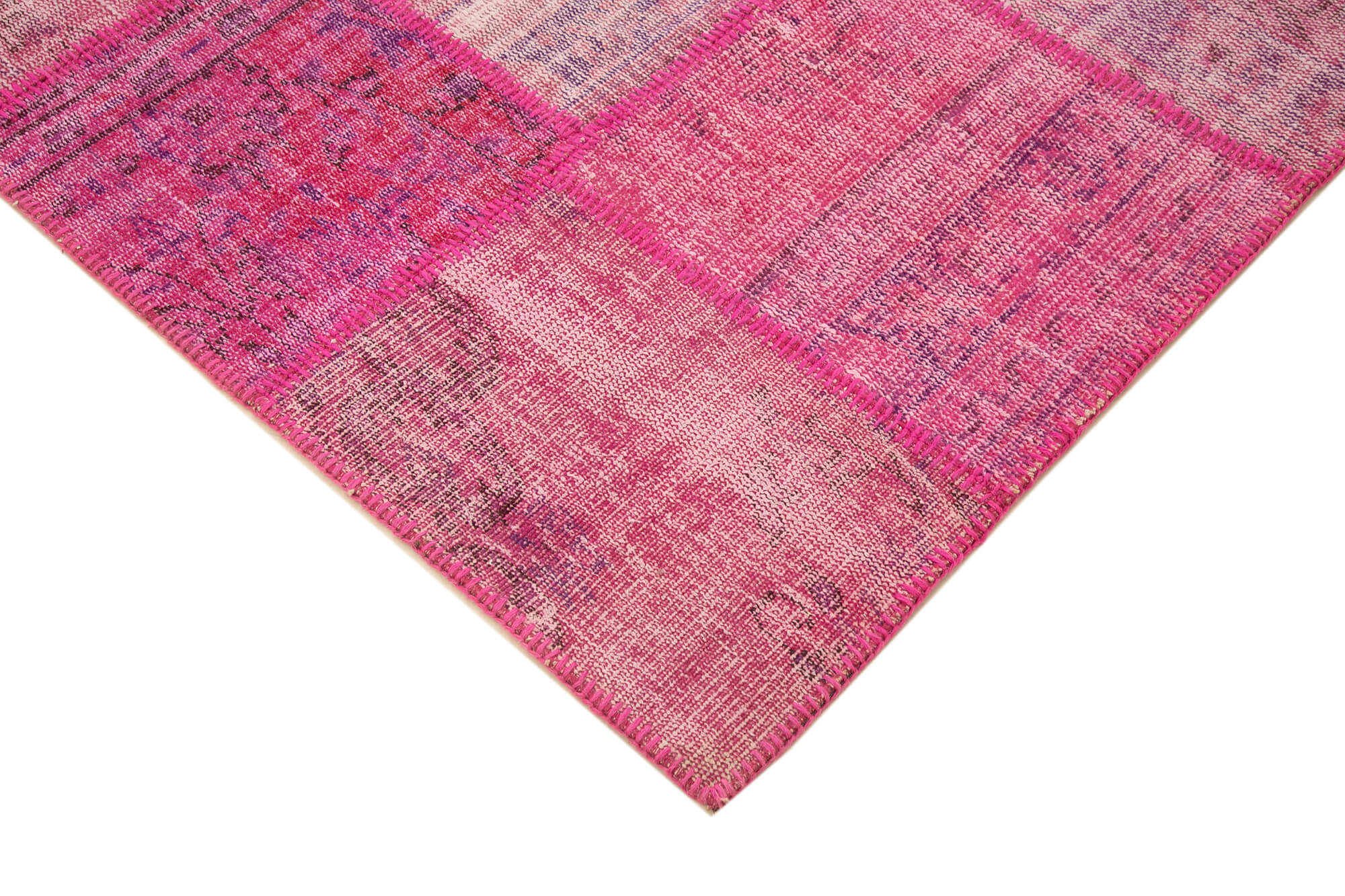 Handmade anatolian vintage 175 cm x 242 cm pink patchwork rug
