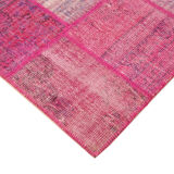Handmade anatolian vintage 175 cm x 242 cm pink patchwork rug