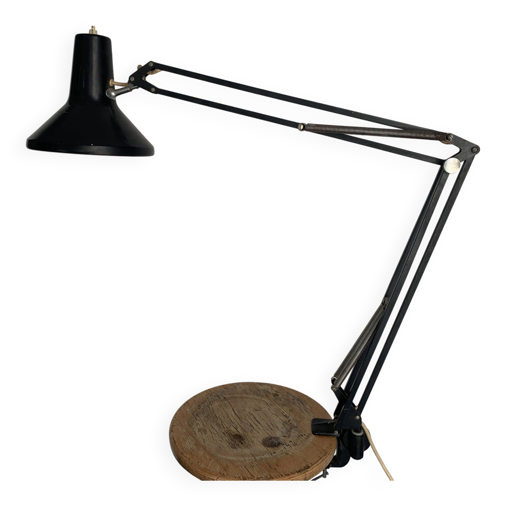 Vintage 1960s architect lamp Luxo L1 black mid-century design - 80 cm
