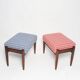 Pair of GFM mid-century stools in Dedar jacquard tweed, E. Homa, Europe, 1960s.