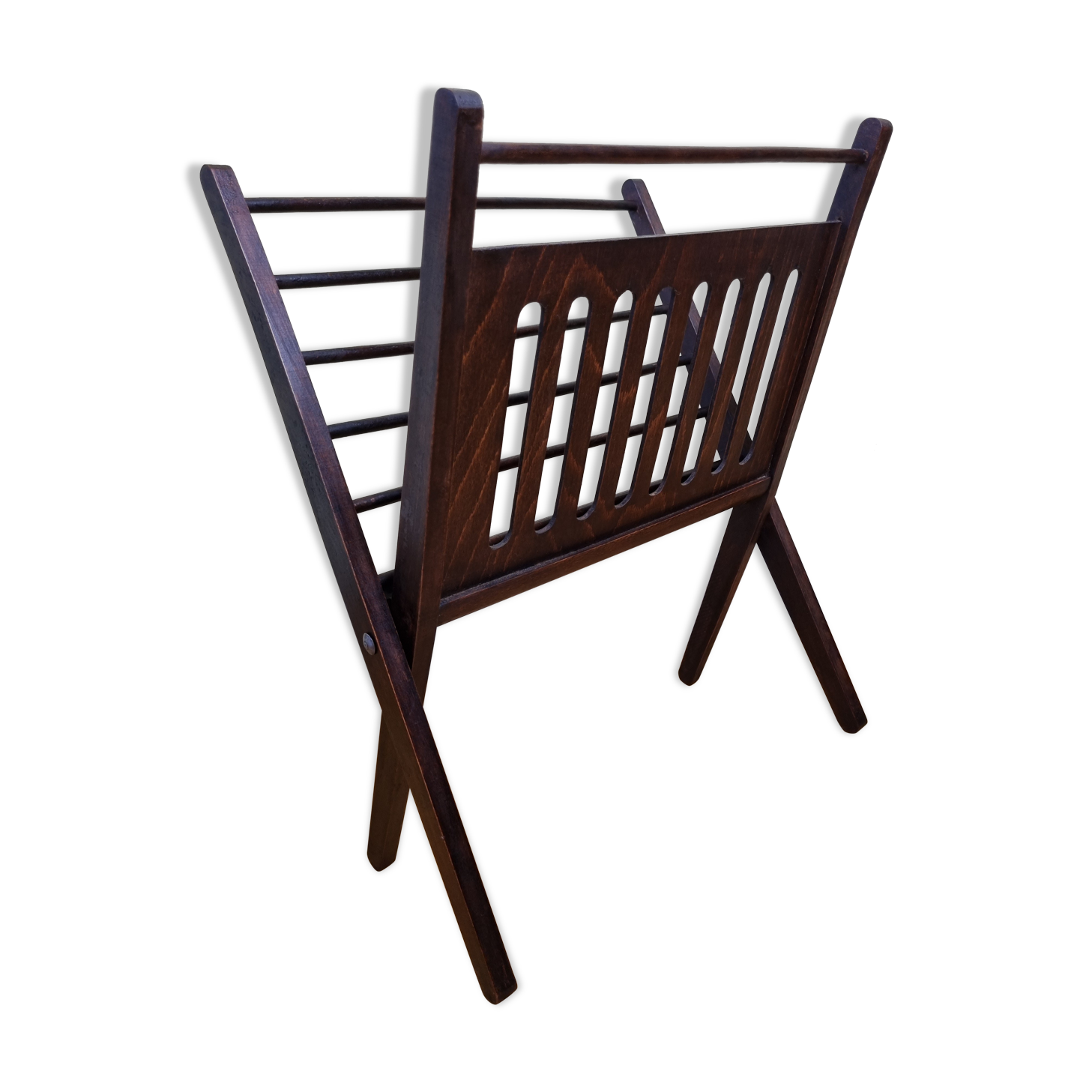 Folding teak magazine holder by Cees Braakman