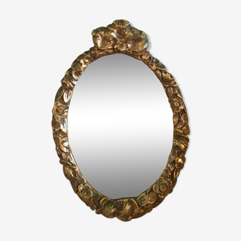 Miroir baroque avec motif floral rococo doré à la feuille d’or 24x30cm