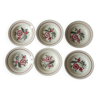 6 old Digoin Sarreguemines hollow plates, Champenois model