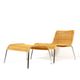 Retro Vintage Danish Chrome Rattan Lounge Easy Lounge Chair Armchair + Stool 70s