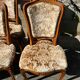 8 cherry wood chairs in Louis XV style with velvet upholstery.