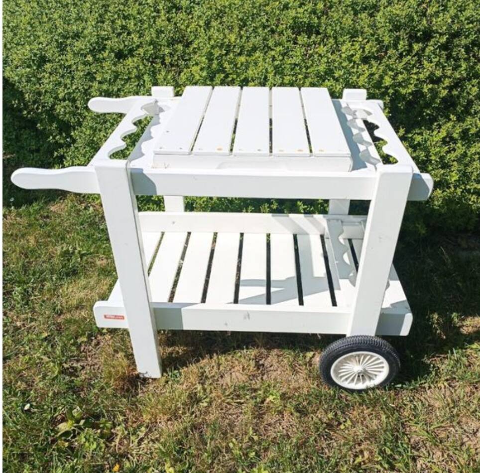 Vintage white wooden garden table