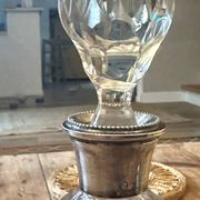 Antique Cut Crystal Carafe & Solid Silver Neck (Po)