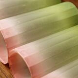 Set of 11 Italian frosted glasses, green and pink, Bormioli