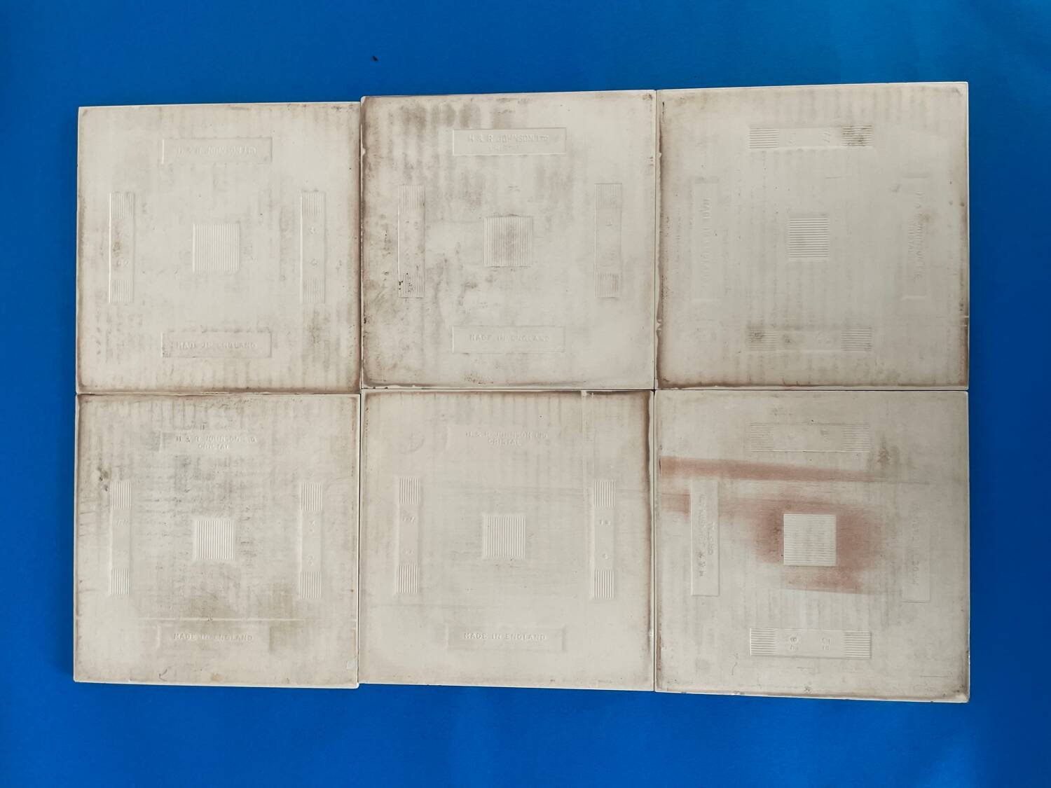 Set of 6 John Moyr Smith 15×15cm tiles – collector's items