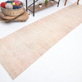 Dusty beige handmade runner rug