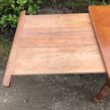 Table de ferme ancienne de style Louis Philippe en cerisier massif avec ses 2 allonges.