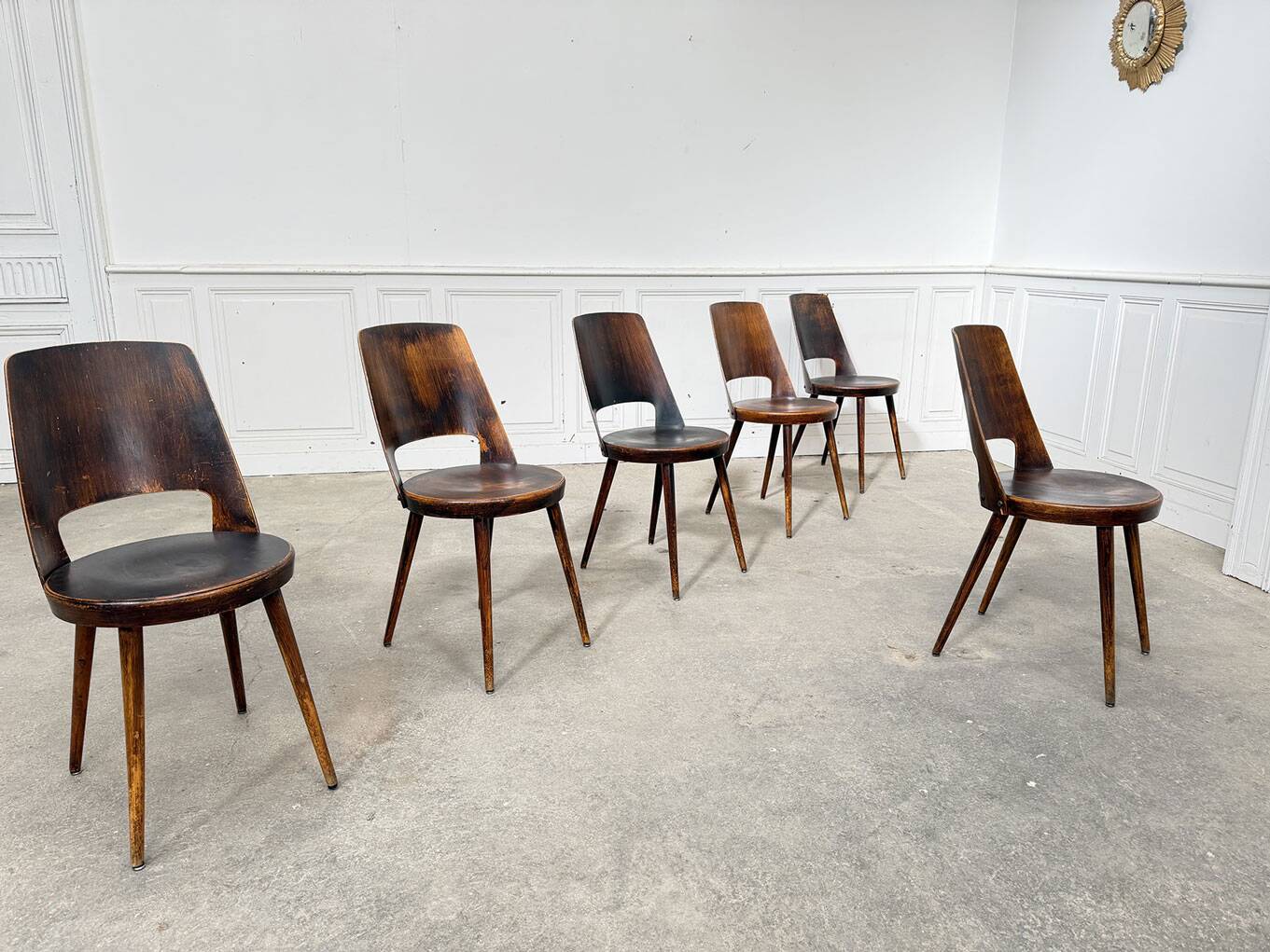 6 chocolate brown Baumann Mondor chairs
